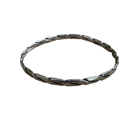 Sterling Silver Twisted Rope Bangle Bracelet - Picture 1 of 6
